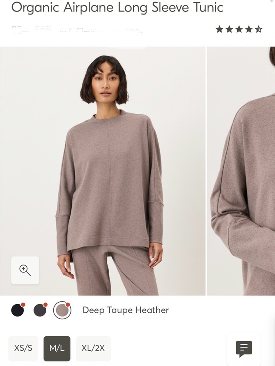 Pact Organic Sweaters - Long-Sleeve Crew Tunic Sweater - Deep Taupe Heather